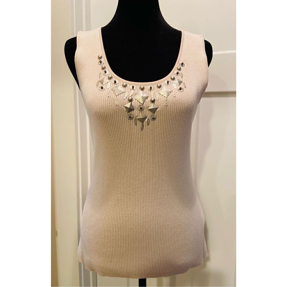 Ruby Rd. Embellished Vintage Tank Stretch Top Women's Petite Large GUC